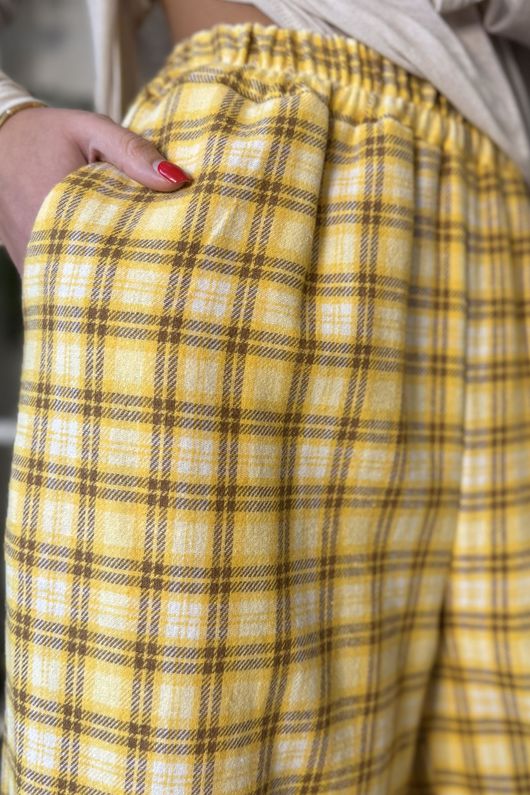 Patrick Plaid Brushed Cotton Demi Bloom Pant Soft Ochre